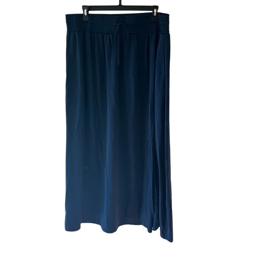 Chico’s silky Blue Split maxi skirt size 12/14 lightweight flowy